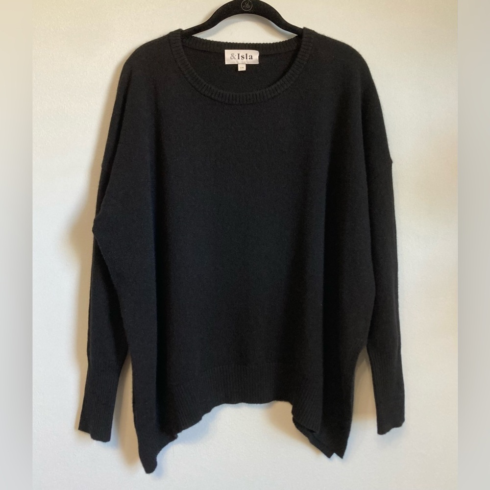 &Isla Black Cashmere Pullover Sweater